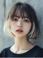 ロディーナコク 大口 新子安(rodina.coc)&nbsp;ホワイトインナーカラー 切りっぱなしボブ/髪質改善