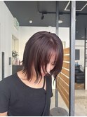 切りっぱなしボブ/縮毛矯正/ボルドーカラー