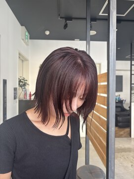 フリック 堺東店(FLICK) 切りっぱなしボブ/縮毛矯正/ボルドーカラー