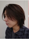 【ミディアムヘア/阿部達哉】ニュアンスパーマ/センターパート