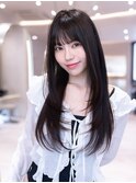 ワンホンレイヤーカット×ダークブルー/髪質改善/顔周り