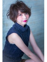 ヘアーアートシフォン 川口東口店(hair art chiffon) ミルクティーカラー&トップノットな姫カットのモードボブ 川口