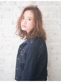 【sand絹村】小顔斜めバングカジュアルウェーブヘアー
