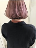 透け感ピンクベージュ×ミニボブ♪