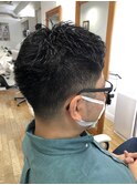 メンズショート マッシュ センターパート メンズパーマ