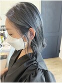 切りっぱなしボブハイライトブルーグレーボブダブルカラー