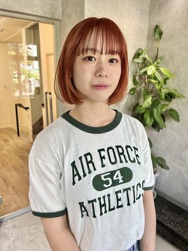 ネアー 新潟(NEER) コーラルオレンジ○ボブヘア○