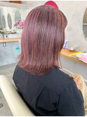 アンブレラカラーパールピンク×カットオフボブ