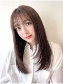大人可愛いシースルーバング顔まわり小顔レイヤーカット