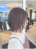 外はねボブくびれボブ切りっぱなしアッシュベージュブラウン