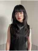 ハッシュカット/ロングウルフ/レイヤー/地毛風カラー/黒髪ロング