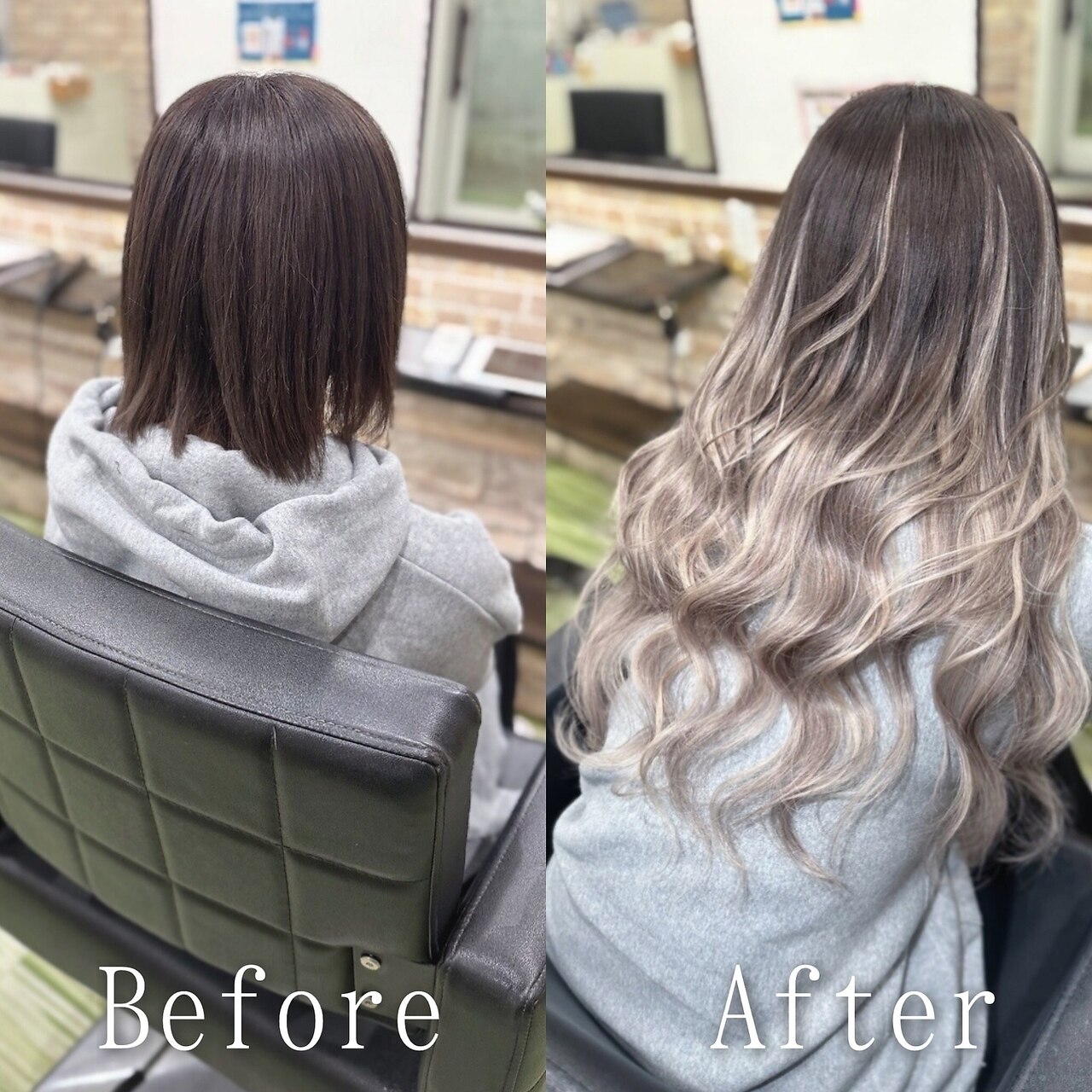 ミルクティーグレー#シールエクステ#インナーグレージュ#広島