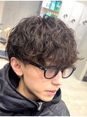天神メンズマッシュ波巻きパーマツイスパメンズパーマ刈り上げ