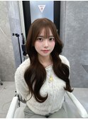 小顔 ロング レイヤーカット ハッシュカット ブルーブラック