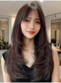 韓国風 ロング 顔まわり