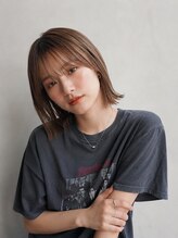 リア トーキョー(Lia TOKYO)&nbsp;【工藤武士】外はね切りっぱなしベージュボブ【門前仲町・ボブ】