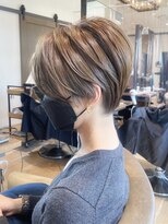 30代、40代/ひし形ショート×ハイライトベージュ/大宮