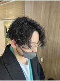 センターパート×波巻き