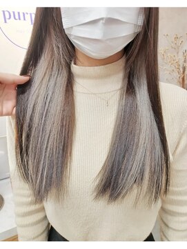 パープル(purple) ホワイトイヤリング