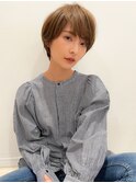 クール横顔美髪マッシュ切りっぱなエアリーロングピンクブラウン