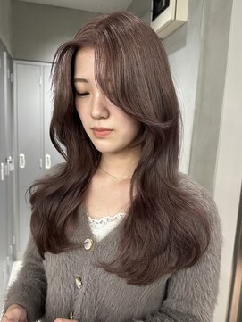 サイン 渋谷(SIGN) 黒髪グレーベージュレイヤーロング前髪パーマ