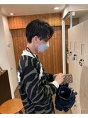 センターパートパーマ