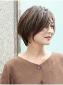 40代50代大人ひし形ショートカット根元パーマ髪質改善ハイライト