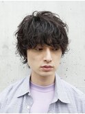 渋谷波巻きパーマメンズカットシャドウパーママッシュウルフ30代
