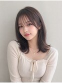 ミディアム20代30代ストレートレイヤー前髪なし前髪あり池袋