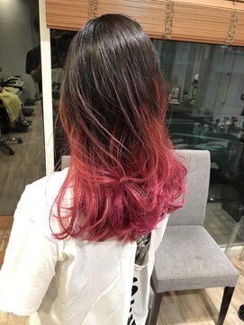 リプルヘアー ウエスト(ripple hair west) チェリーレッドグラデーションカラー