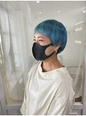 #マッシュショート#ブルーヘアカラー