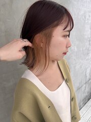 嘉島/髪質改善/パツボブ/インナーカラー