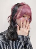 20代30代インナーカラーピンクアッシュ美肌