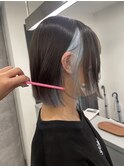 デザインカラー黒髪インナーカラーピンクアンブレラカラー韓国