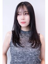 チョコグレージュ/20代30代大人かわいい/ミディアムレイヤー