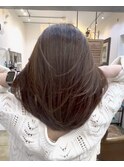 ツヤ感小顔束感スタイリングアッシュブラウンカラー