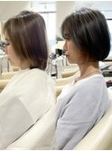 40代からのツヤが髪インナーカラーボブ