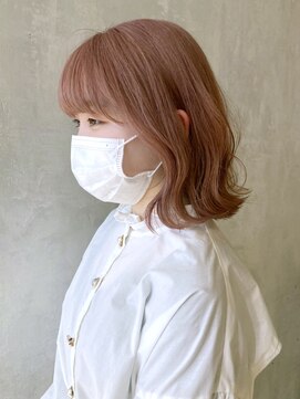 アイティー バイ アルバム 中野店(IT by ALBUM) ピンクベージュボブ_外ハネボブセクションカラー_ba397451