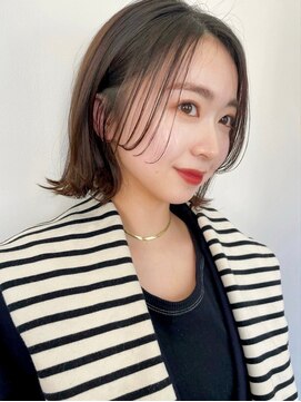 ガーデン タチカワ(garden tachikawa) グレージュ×切りっぱなしボブ×ヌーディーヘア