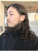 七三センターパートウルフカットツイストスパイラルパーマ原宿