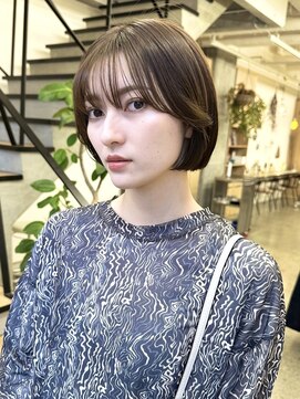 ミリ(mm) 顎ライン ミニボブ オリーブベージュ カラー 韓国 髪質改善 仙台