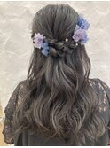 【ハーフアップヘアアレンジ】ヘアセット/成人式ヘア/韓国風巻き