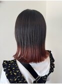ピンク裾カラー×ボブ