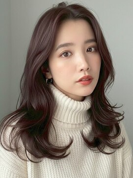 顔まわりカット/レイヤーカット/ヘーゼルブラウン