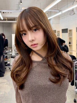 ヒュー 広島(HEW) かわいいシースルーバング韓国くびれレイヤーハッシュカット