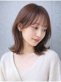 レイヤーミディアムナチュラルウェーブ透明感柔らか質感
