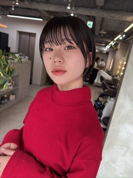 フラッグ ヘアー 天神西通り店(Flag HAIR) ミニボブ/小顔/暗髪/切りっぱなしボブ/ストレートボブ/天神