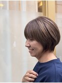 白髪ぼかしショートボブ/大人上品スタイル