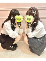 【ヘアセット】リボンいっぱい編みたらしヘア♪