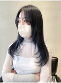 【田中杏実】韓国風大人フェミニンレイヤーカット/艶感ブルー